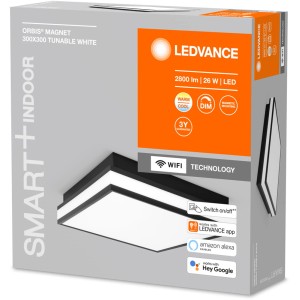 Verpackung der Ledvance Smart+ WiFi Deckenleuchte Orbis Magnet, 30x30 cm, Tunable White.