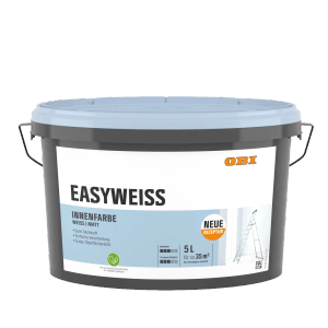 Eimer OBI Easyweiss Wandfarbe, Weiß Matt, 5 Liter für Innenräume.
