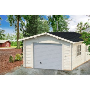 Palmako Holzgarage Roger mit Sektionaltor Natur 360 cm x 550 cm