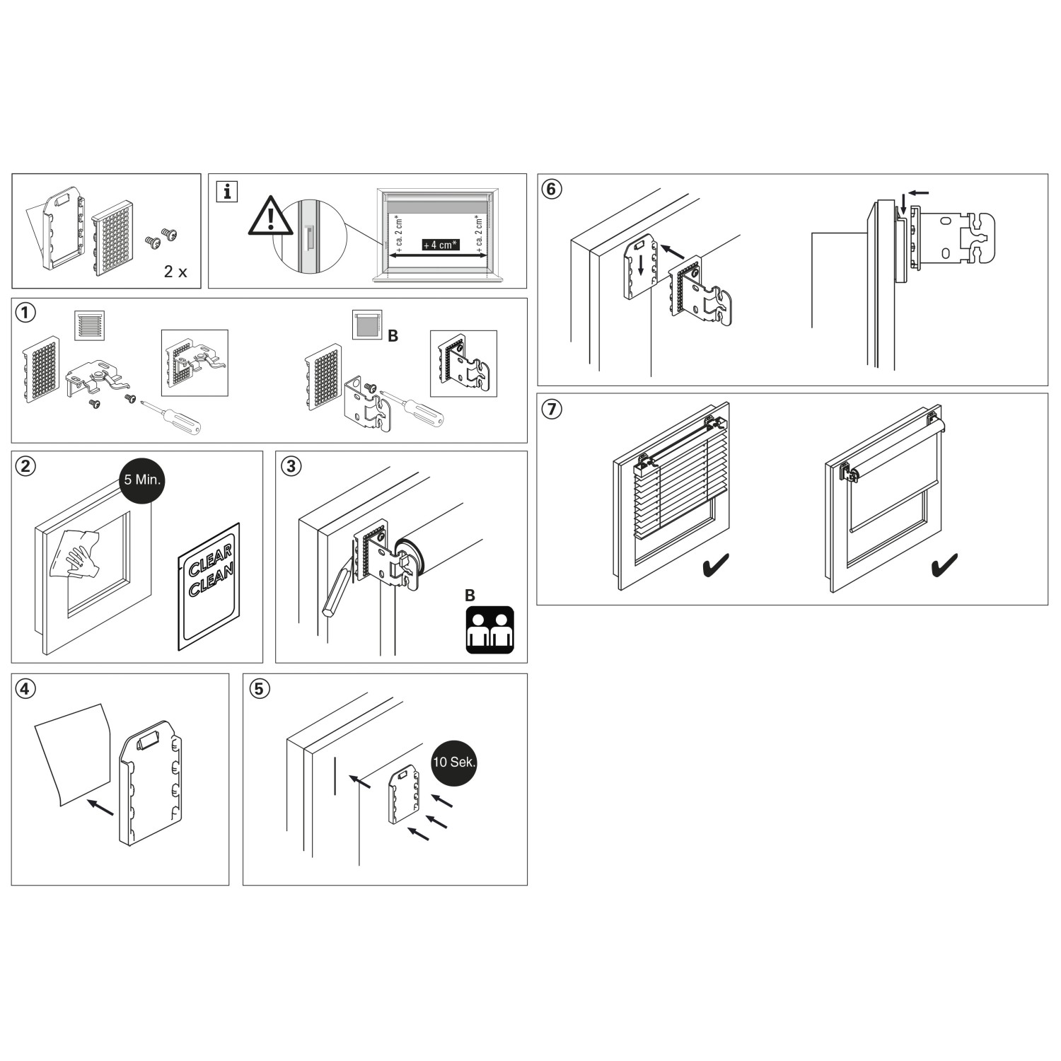 Anleitung: Gardinia Universalklebeträger für Jalousie/Rollo Montage, 2 Stück
