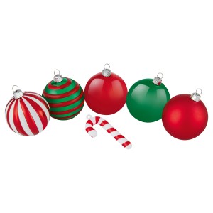Weihnachtskugel-Set Zuckerstange 50-teilig Rot-Grün-Weiß
