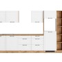 Küchenzeile Kempten 360 cm in Weiß/Wotan Optik ohne E-Geräte.