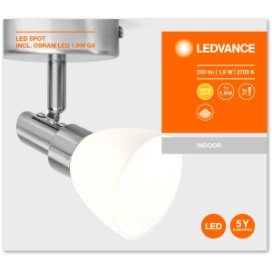 Ledvance LED-Spot, 1-flammig, silberfarben, 14,2 cm. Deckenleuchte mit G9 LED-Leuchtmittel.
