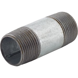 Gewinderohr, 26,4 mm (Rp 3/4) x 60 mm, aus Temperguss, verzinkt für Wasserinstallation.