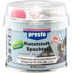 Presto Kunststoffspachtel 250g im Metalleimer mit transparentem Deckel. Ideal für Lack- und Karosseriereparatur.