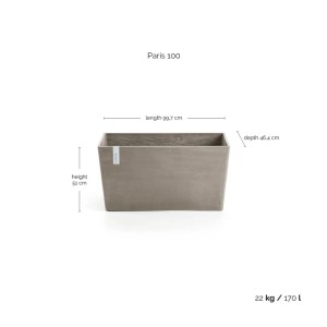 Ecopots Pflanztopf Paris Braungrau 99 cm x 46 cm x 50 cm