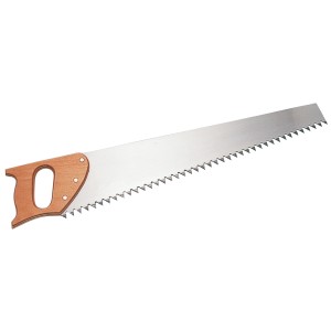 Gasbetonsäge mit 600 mm Länge und Holzgriff für präzise Schnitte.