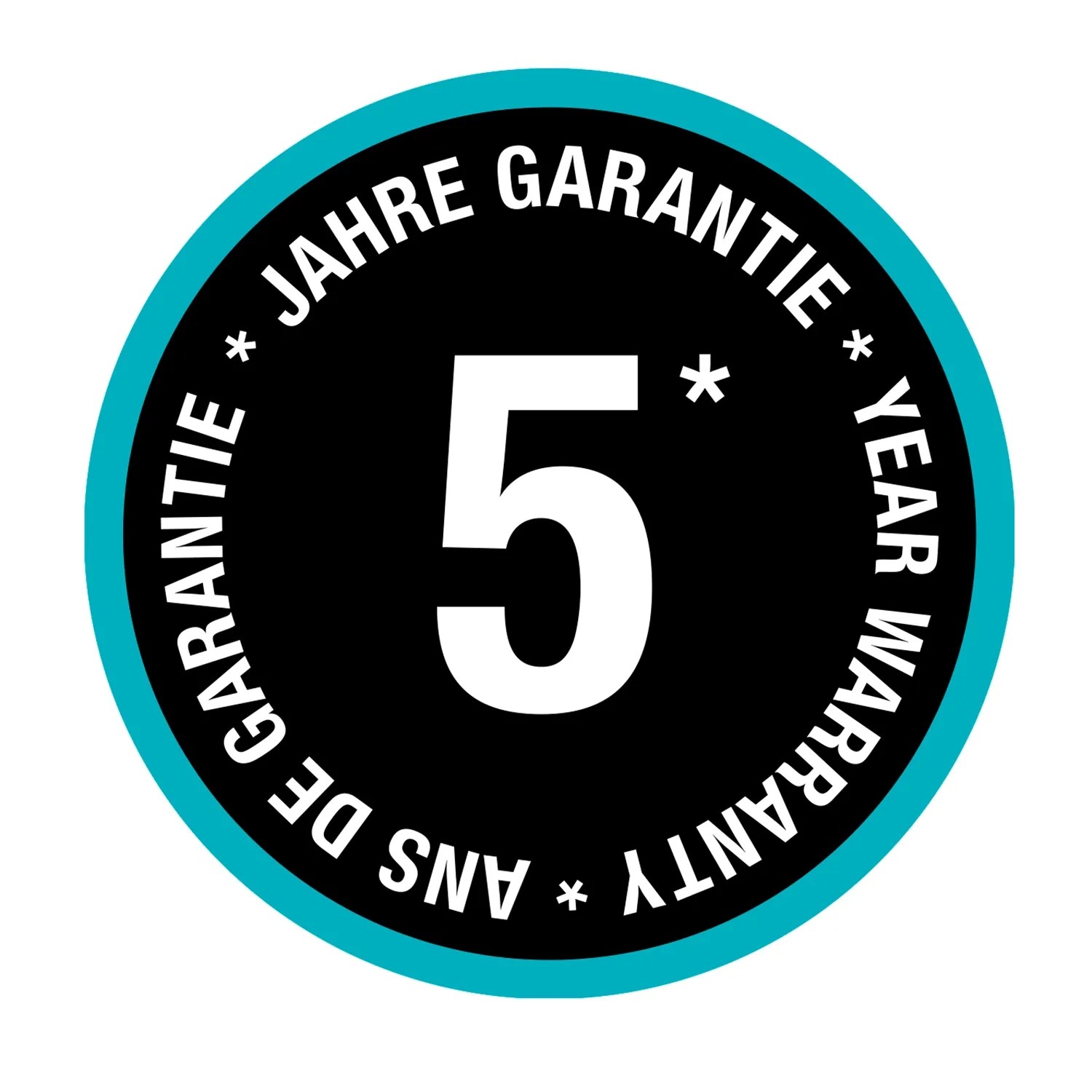 5 Jahre Garantie-Siegel für Gardena Schlauchwagen Aqua Roll M.