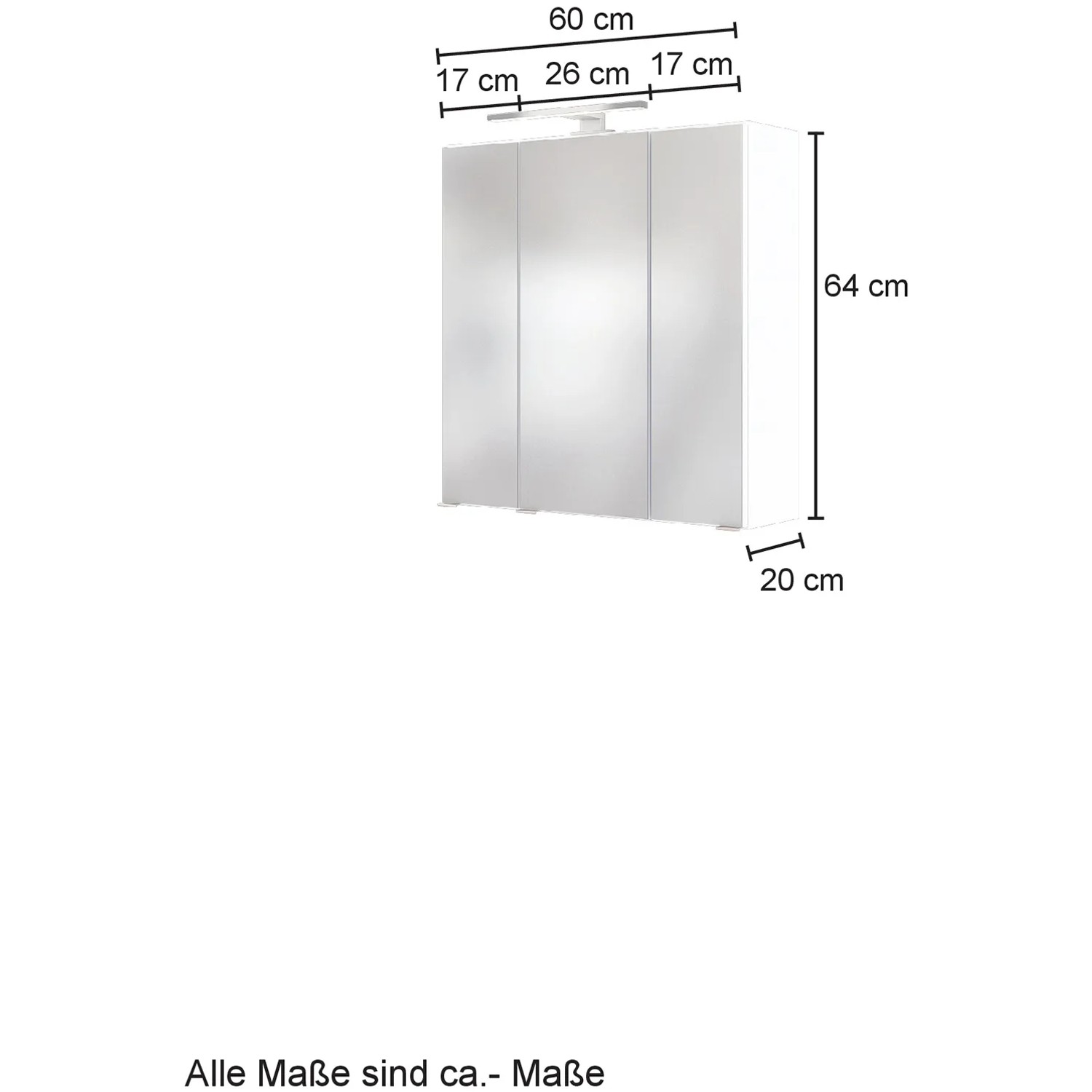 Held Möbel 3D-Spiegelschrank Bari 60 cm in Wotaneiche mit LED-Leuchte.