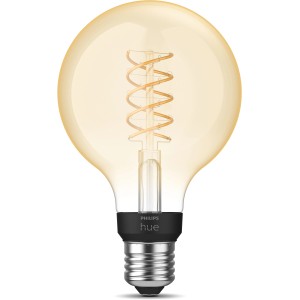 Philips Hue Filament LED-Lampe E27, warmweißes Licht im Vintage-Look.
