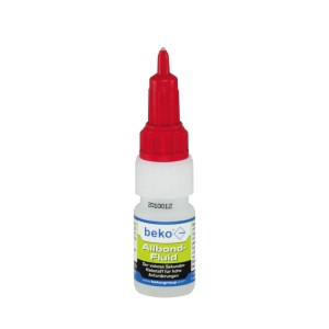 beko Allbond Fluid Reaktionsklebstoff, glasklar, 10g Flasche mit rotem Dosierverschluss. Zubehör für Verklebungen.