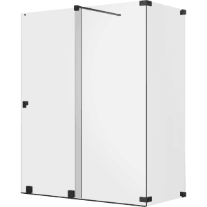 Schöner Wohnen Walk-In Dusche mit Schiebetür, schwarzmatte Profile, 110x110x200 cm.