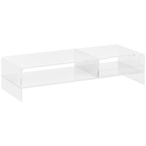 HOMCOM Acryl Monitorständer mit Staufächern, transparent. Praktischer Regalboden für Schreibtischorganisation.
