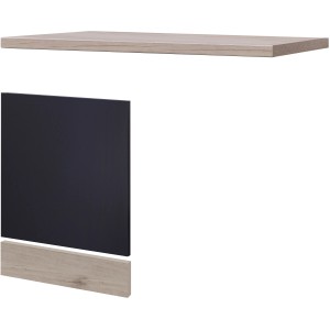 Flex-Well Geschirrspüler-Paket Lara in Anthrazit/San Remo Eiche: Arbeitsplatte, Front, Sockel für Spülenunterschrank.