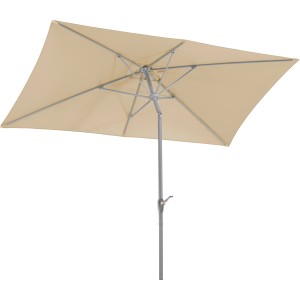 Rechteckiger, naturfarbener Schneider Marktschirm 300x200 cm mit Knickfunktion.