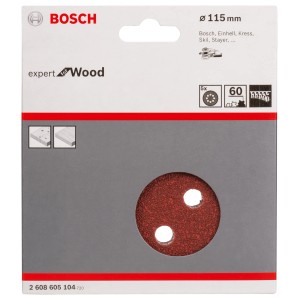 Bosch Schleifblatt Expert for Wood K60, Ø 115mm, für Holz und Farbe.