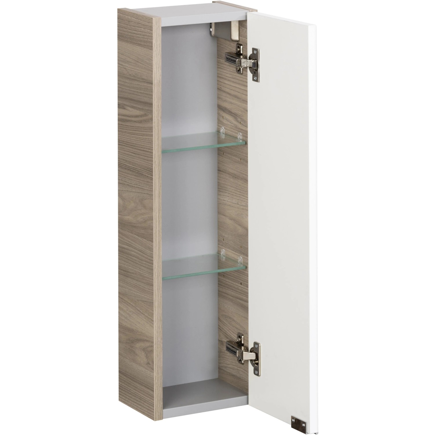 Fackelmann Bad-Hängeschrank Luxor, Steinesche Dekor, 20 cm breit, mit offenen Tür und zwei Glasböden.
