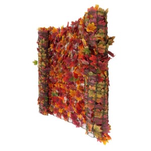 MCW Balkonsichtschutz Ahorn Rot-gelb, 300x100cm, mit künstlichen Herbstblättern auf flexiblem Gitter. Für Balkon & Terrasse.