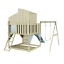 PolarPlay Kinderschaukel Lotta Eisblau mit Spielturm, Rutsche und Kletterwand.