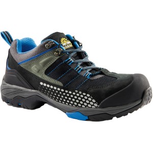 Workpower Sicherheitshalbschuh S3 York, schwarz-grau, Größe 41. Arbeitsschuh aus Nubukleder mit Mesh-Einsätzen.