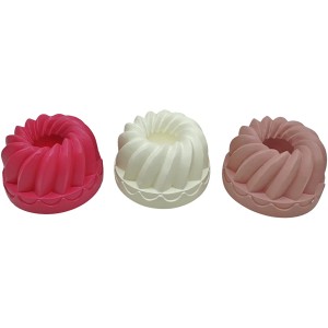 Boltze Kerzenleuchter Caky, 3 Beton-Leuchter in Rot, Weiß und Rosa, 6 cm hoch.