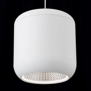 Weißer zylindrischer LED Spot der Orion Hängeleuchte Shuttle. Modernes Design mit sichtbarer LED-Lichtquelle.