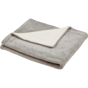 Hellgraue Fleecedecke Sherpa (150x200 cm) mit Fleece- und Lammwollplüschseite.