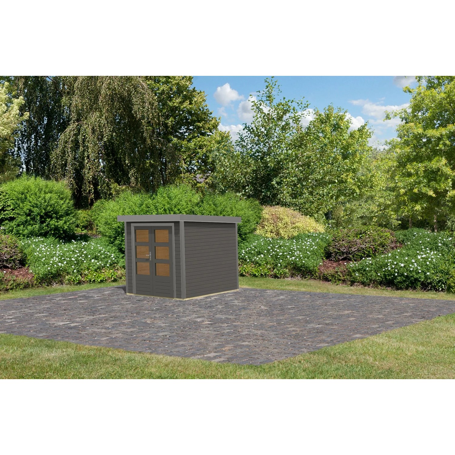 Karibu Expresshaus Swifty 2 B Expresslieferung Terragrau / Graualuminium_3