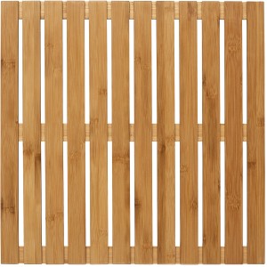 Quadratischer Wenko Baderost aus Bambus, 50x50 cm, für Bad und Dusche.