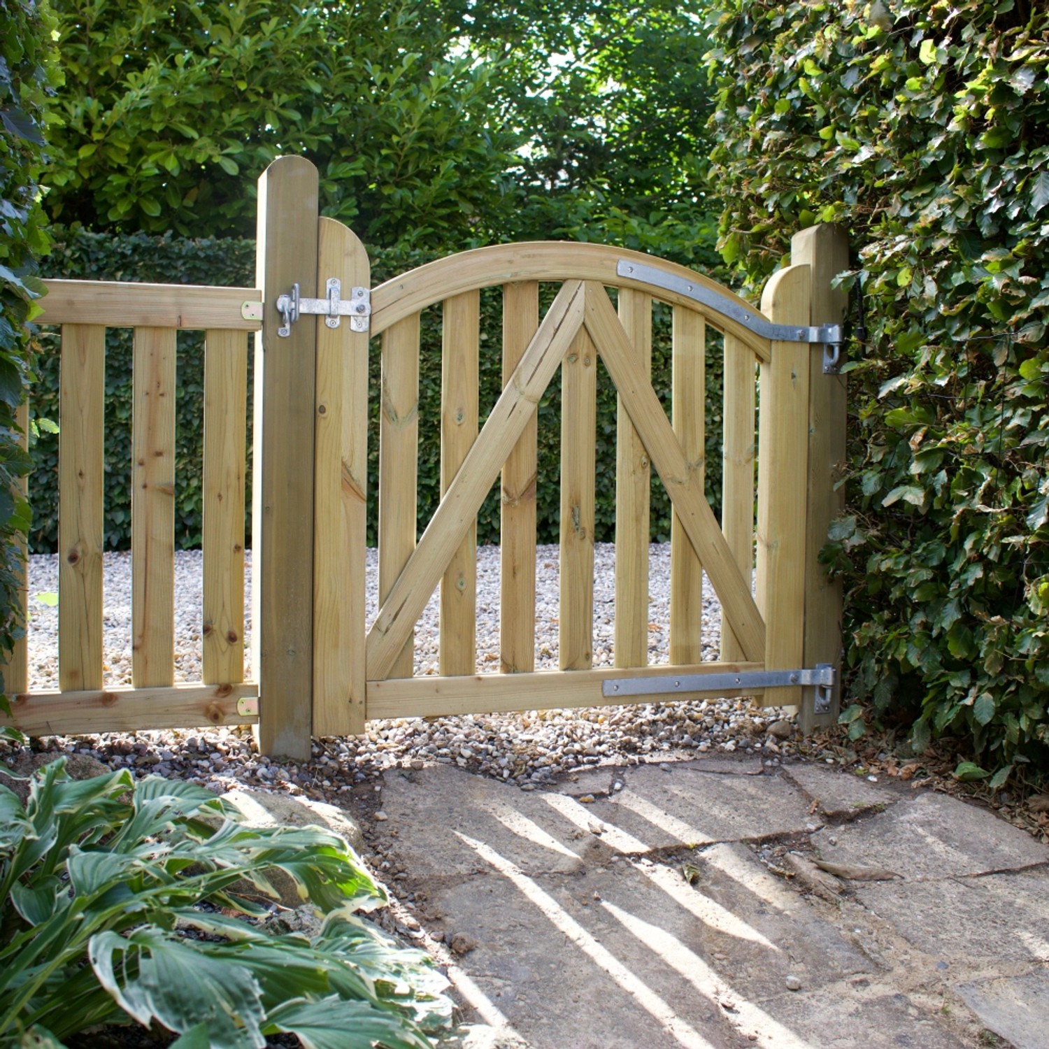 Druckimprägniertes Nadelholz Gartentor Ligno, 100x88 cm, mit Beschlägen.