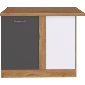 Held Möbel Eckunterschrank Sorrento, anthrazit und Wotan Eiche Dekor, mit Tür und Metallgriff.