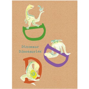 Komar Wandbild ABC Animal D 40x50 cm mit bunten Dinosaurier-Illustrationen.
