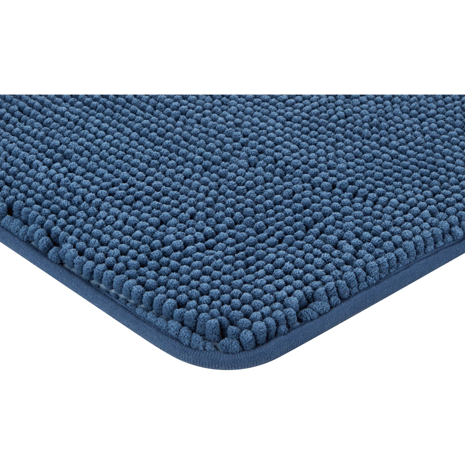 Dunkelblaue baliv Badematte (40x60 cm) aus Polyester mit Noppenstruktur.