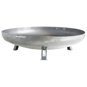 Buschbeck Feuerschale Eisen, 120 cm Durchmesser, mit drei Füßen und seitlichen Griffen.