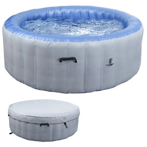Aufblasbarer Whirlpool N97 für 5 Personen, rund, grau-blau, mit Abdeckung.