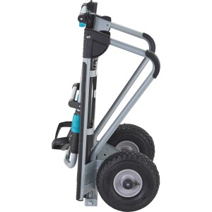 Zusammengeklappte wolfcraft Sackkarre TS 2500, ein 2-in-1 Transportsystem mit max. 150 kg Tragkraft.