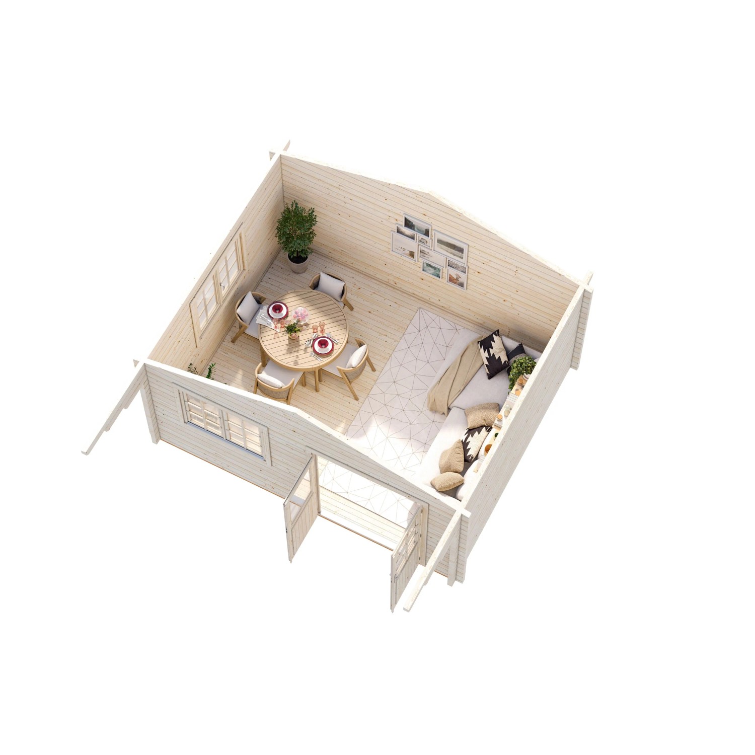 Palmako Gartenhaus Helena 450 x 360 cm Lackiert Dunkelgrau-Weiß FSC®_4