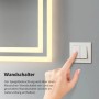 Hand betätigt Wandschalter für Emke LED-Badspiegel 80x60cm mit warmweißem Licht.
