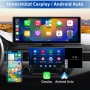 JUNSUN 10 Zoll Portable Autoradio mit Touchscreen zeigt CarPlay & Android Auto im Auto, inkl. Smartphone-Integration.