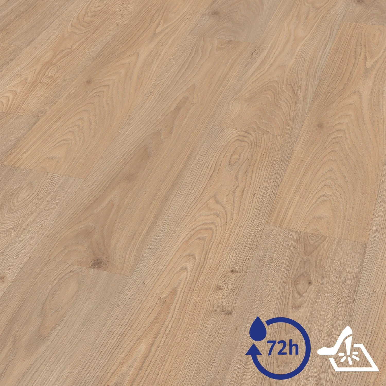 Egger Hybridboden Aquadura+ Lana Eiche Natur, Detailansicht der Holzstruktur. Vinylboden mit wasserfester Oberfläche.