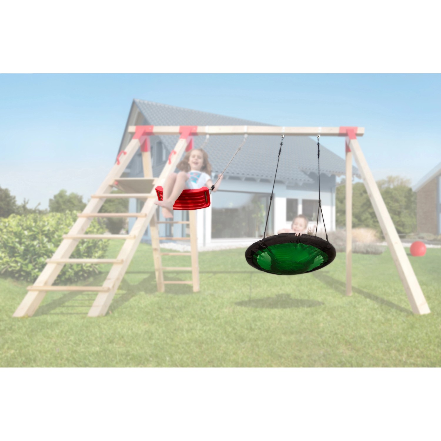 Weka Nestschaukel "Tabaluga", grüne Nestschaukel am Spielturm, Zubehör für Gartenspielgeräte.