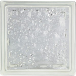 Klarer Glasstein Savona 19x19x5 cm mit Wasserblasen-Optik für Innen- und Außenbereiche.