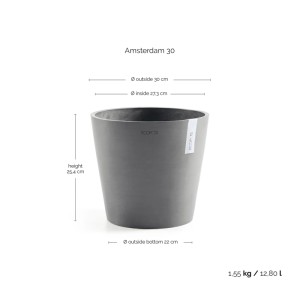 Ecopots Pflanztopf Amsterdam Ø 30 cm x 26 cm Grau