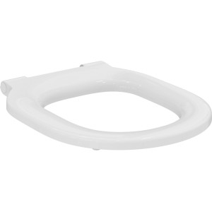Weißer Ideal Standard Connect Freedom WC-Sitzring aus Duroplast mit Edelstahl-Scharnieren.