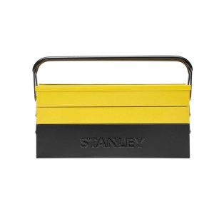STANLEY Cantilever Werkzeugkoffer aus Metall, gelb-schwarz, mit Tragegriff. Robuste Werkzeugbox.