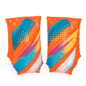 Bestway Schwimmflügel Colorify, Stufe C, Größe 5-12 Jahre, orange mit bunten Mustern.