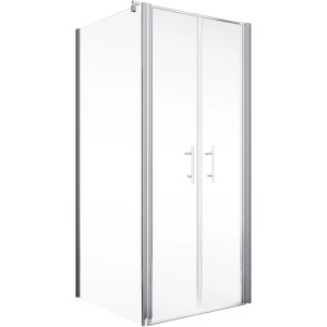 Schulte ExpressPlus Pendeltür AlexaStyle2.0, Alunatur, 90x90x192cm, mit Seitenwand.