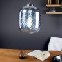 LUCE Design Pendelleuchte Nereide, blaues Glas mit Wellenmuster, höhenverstellbar.
