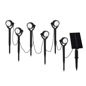 6er-Set schwarze Näve LED Solar Erdspießleuchten Nomi für den Garten oder die Terrasse.