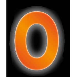 Reflektierender, orangefarbener Klebebuchstabe O, 8 cm, für Hausnummern und Beschriftungen.